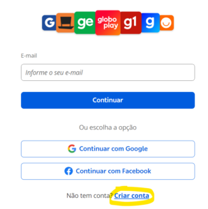 Processo de login no cartola